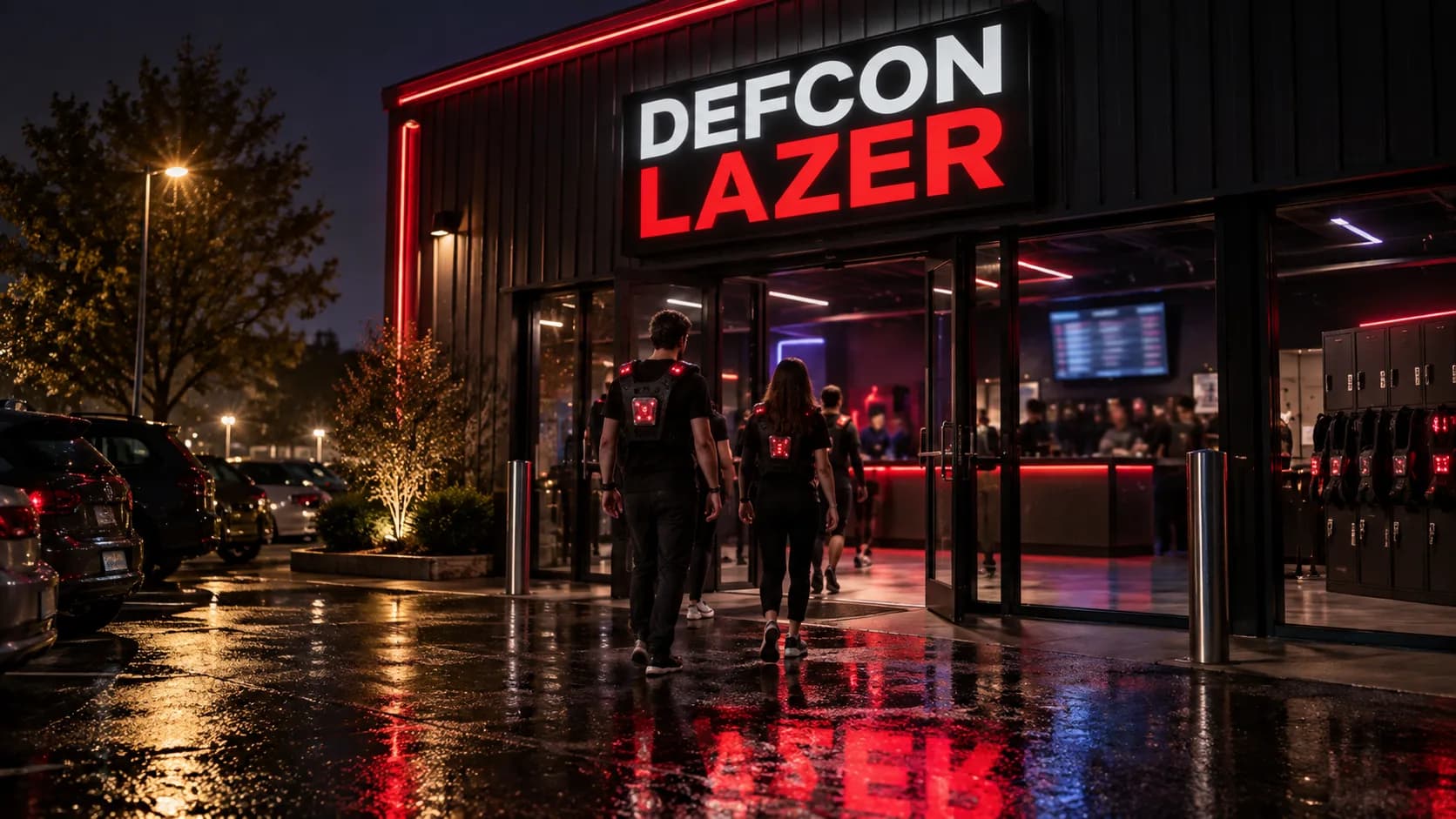 L’enseigne dans une scène nocturne