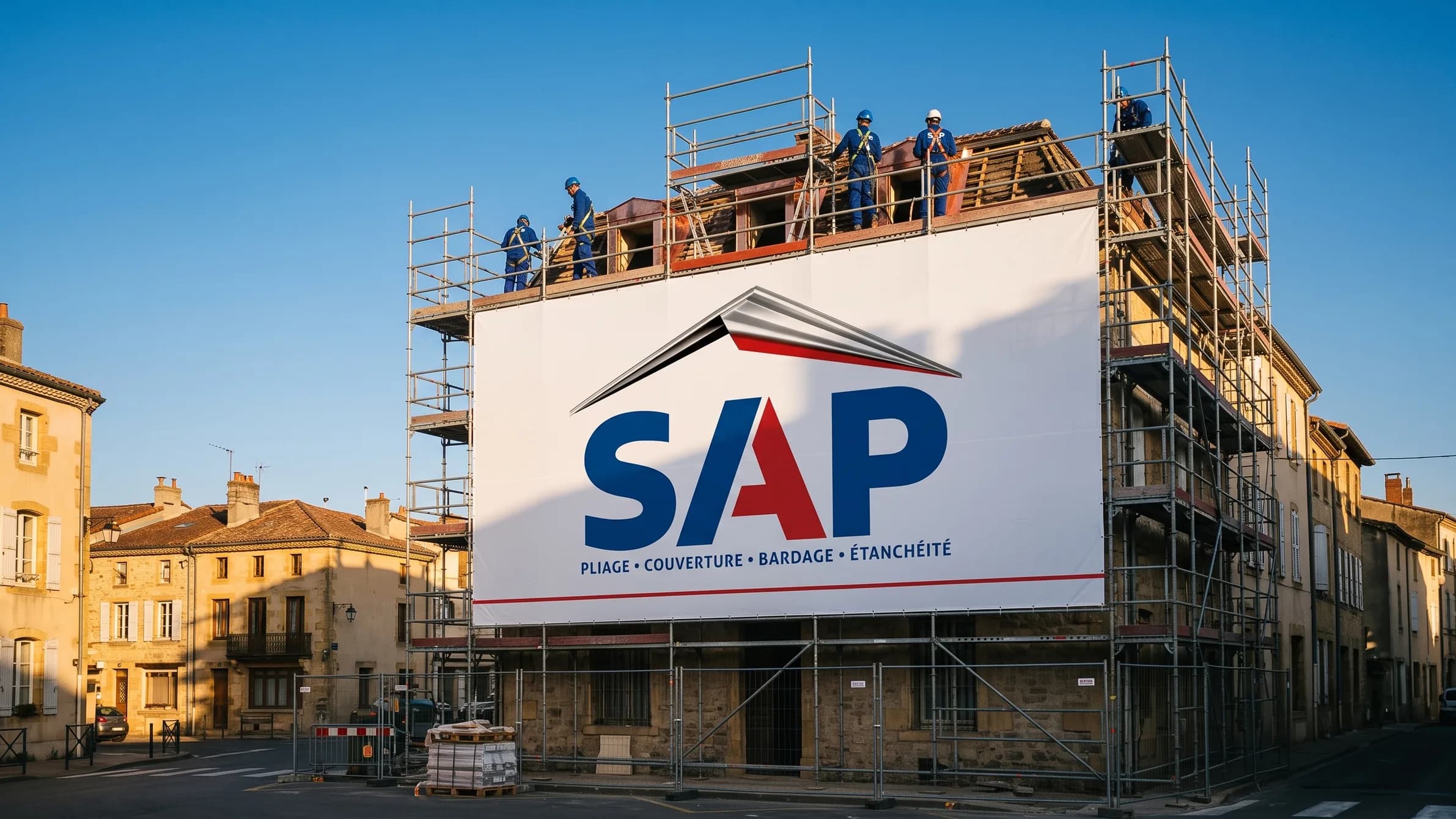 Bâche sur façade en rénovation