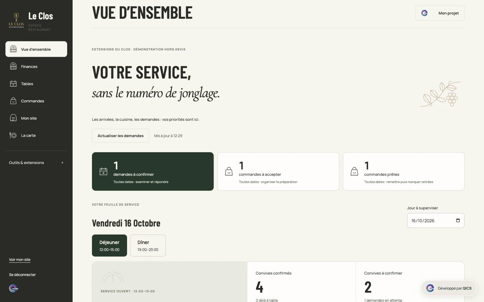 Vue d’ensemble de l’administration de démonstration