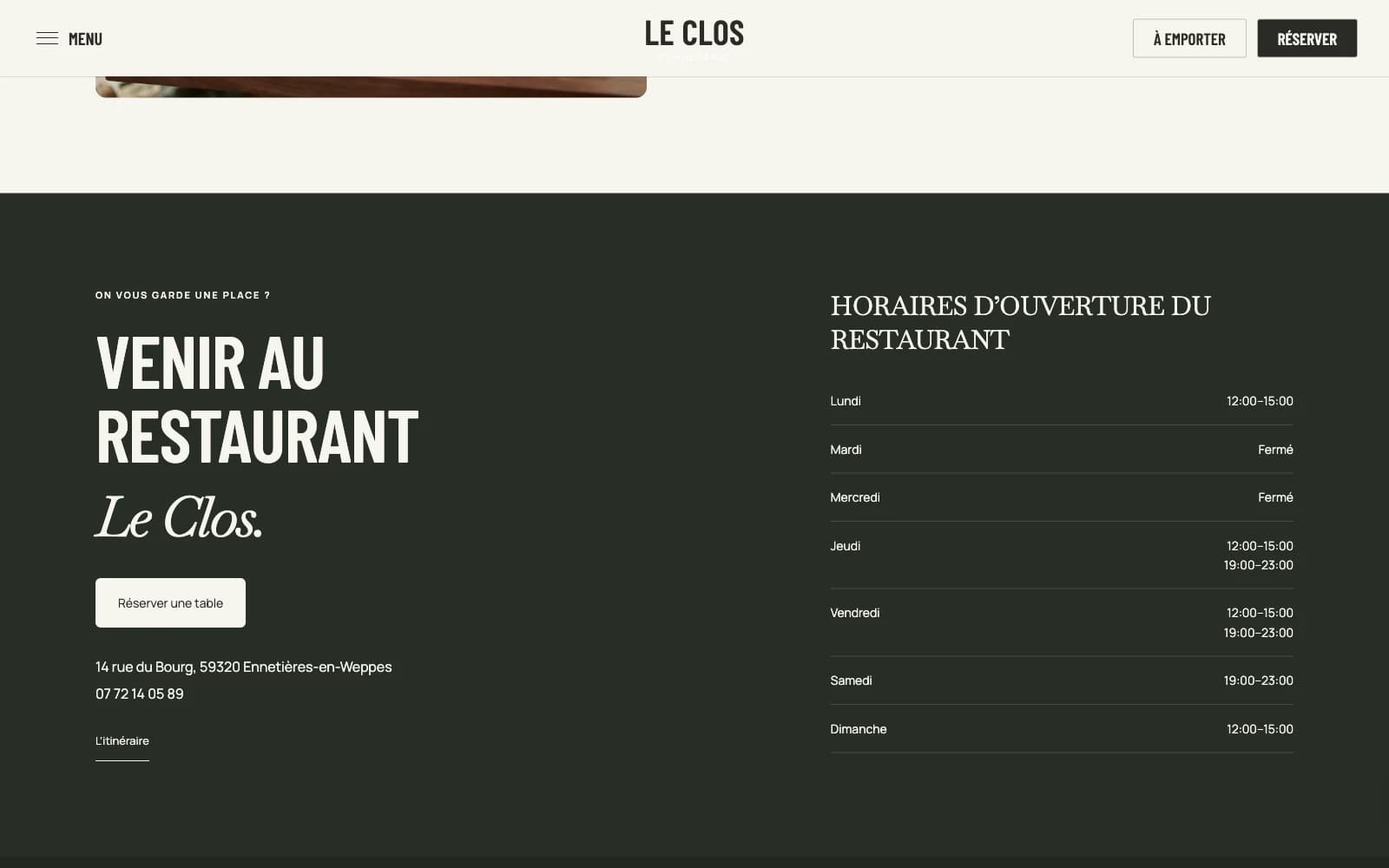 Informations pratiques et accès au restaurant